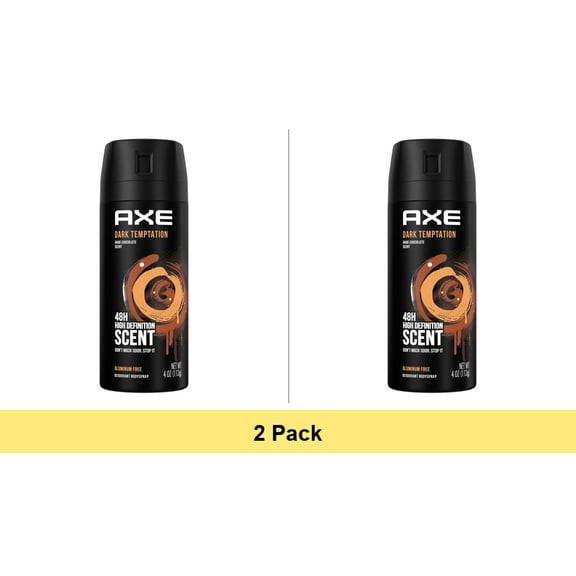 AXE Dark Temptation Body Spray for Men Deodorant, 4 oz - 2 Pack