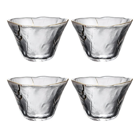 YOSADIER Set of 4 Japanese-Style Glass Tea Cups with Elegant Foil Design, Perfect for Drinking and Giving