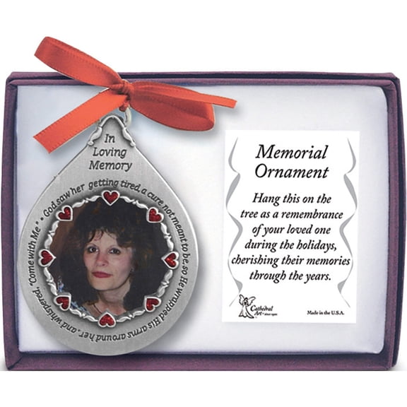 Fashion In Loving Memory Pewter Teardrop For Her Memorial 1.5 Inch Photo Ornament (1.75 X 2.5) Made El Salvador gm4177