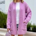 thumbnail image 2 of Women'S Cardigans Knitted Light Purple Long Sweaters for Women Warm Sweaters Women Fall Clothes Cute Sweaters, 2 of 8