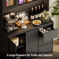 thumbnail image 5 of Huisuilinss 71" Pantry Cabinet,Tall Kitchen Hutch With Led Lights And Power Outlets,Handless Design Pantry Storage Cabinet With Microwave Stand,Glass Door,Adjustable Shelves,Cupboard For Dining/Living, 5 of 7