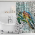 thumbnail image 4 of Coastal Turtle Waterproof Fabric Shower Curtain,Farmhouse Ocean Nautical Marine Life Waterproof Fabric Shower Curtain for Bathroom Curtains Bathtubs Shower Curtains with 12 Hooks Extra Long 72x96, 4 of 8