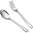 thumbnail image 1 of Xiao Hua Juego de cuchara y tenedor de postre de acero inoxidable, juego de 8 piezas de vajilla de acero inoxidable, pulido espejo, lavable en lavavajillas, 6,7 pulgadas (tenedor + cuchara), 1 of 5