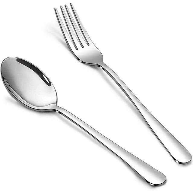 Xiao Hua Juego de cuchara y tenedor de postre de acero inoxidable, juego de 8 piezas de vajilla de acero inoxidable, pulido espejo, lavable en lavavajillas, 6,7 pulgadas (tenedor + cuchara)