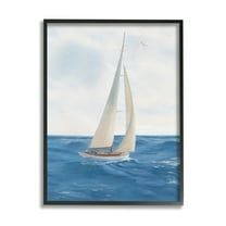 Stupell Industries Sailboat in Ocean Waves Transportation Painting Black Framed Art Print Wall Art, 11 x 14