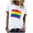 thumbnail image 1 of Blusas para Mujeres Casual, Estampado de Manga Corta Cuello Redondo Top Hecho de 95% Poliéster 5% Spandex para el Uso Diario de Verano, Tops Cortos para Mujeres, 1 of 4