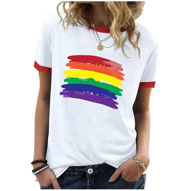 Blusas para Mujeres Casual, Estampado de Manga Corta Cuello Redondo Top Hecho de 95% Poliéster 5% Spandex para el Uso Diario de Verano, Tops Cortos para Mujeres