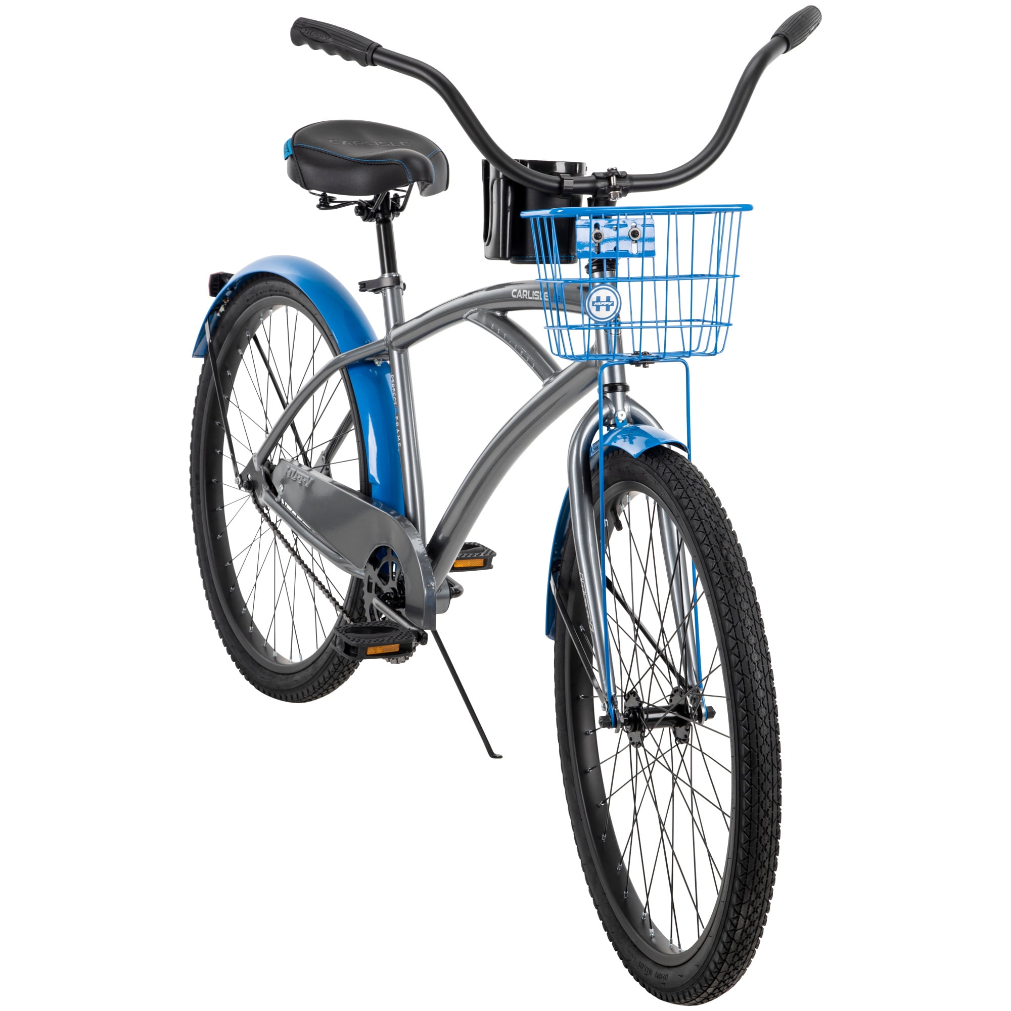 Huffy Carlisle Men's Cruiser Bike, 26" Wheels, Basket, Coaster Brake, Gray