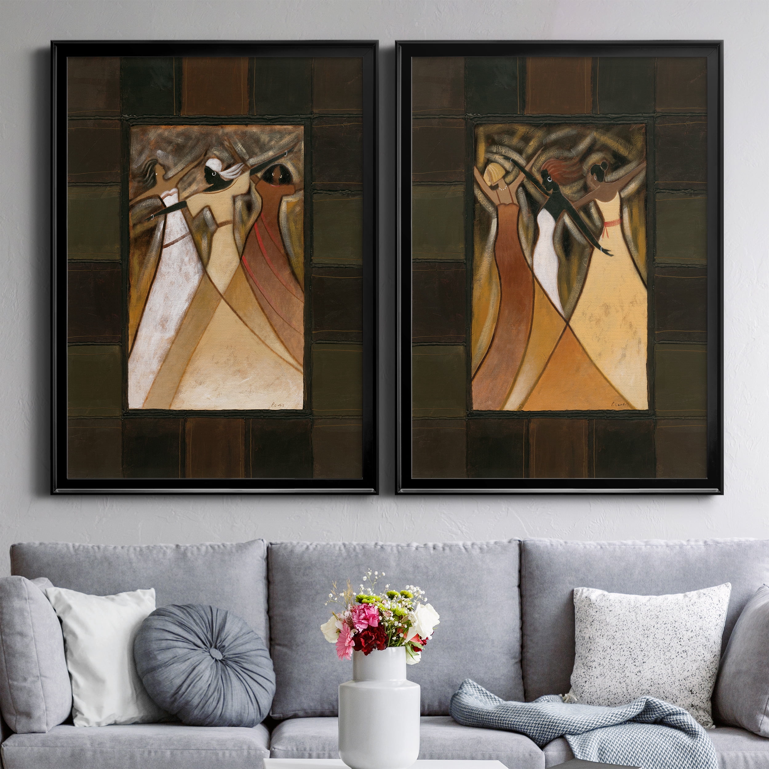 2 Piece Set Divine Grace I Premium Framed Canvas - Ready to Hang - 26.5 x 36.5 Each - Black Frame