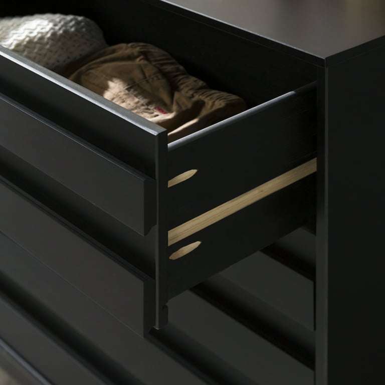 Walker Edison Modern Beveled 6 Drawer Dresser, Black - Walmart.com