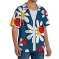 thumbnail image 2 of Wukai Daisies With Ladybugs Men's Casual Short-Sleeve Button Down Shirt,Cuban Shirts for Men,Mens Short Sleeve Dress Shirts-3X-Large, 2 of 5