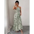 thumbnail image 4 of Elegant Multicolor Paisley Print Ruched Waist Halter Maxi Dress For Spring Summer Occasions, 4 of 6