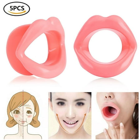 WALFRONT 5Pcs Silicone Lip Trainer Oral Exerciser Portable Face Lifting Mouth Muscle Tightener Lip Exerciser Anti-Wrinkle Tool for Mother Women