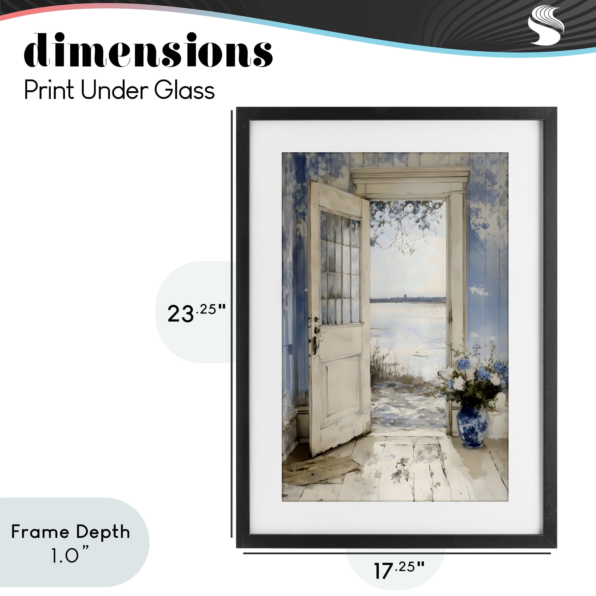 Stupell Industries Blue Country Cottage Doorway Black Framed Print Under Glass, design by LSR Design Studio