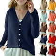 thumbnail image 4 of Girls Cardigan Sweaters School Uniforms V Neck Button-Down Solid Knit Sweater Long Sleeve Knited Coats for Tweens, 4 of 4