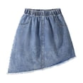 thumbnail image 5 of Girls Denim Skirt Size 9-10Y Summer Casual Asymmetrical Hem Flared Mini Skirt Comfortable Youth Kids Jeans Skirt, 5 of 10