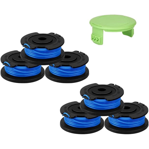 29252 29092 String Trimmer Replacement Spool 16ft 0.065" for Green /WORK 21332 21342 2100302 24Volt 40V 80V Cordless Trimmer, 7-Pack (6-Line Spool 1 Cap)