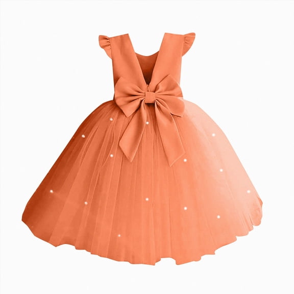 Flower Girls Wedding Satin Dresses Princess Birthday Prom Gown