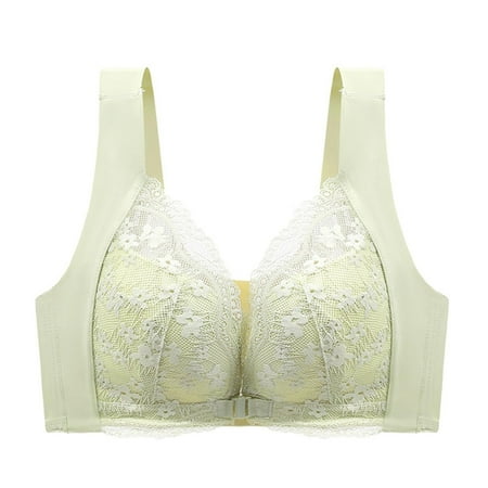 Mrasaso Clearance & Promo! Built in Bra Tank Tops for Women Women Lace Braear Women s Sexy Front Button Lace Bra Wireless with Thin Style for Elegant Fit(1pc Bra) Green|38/85BC