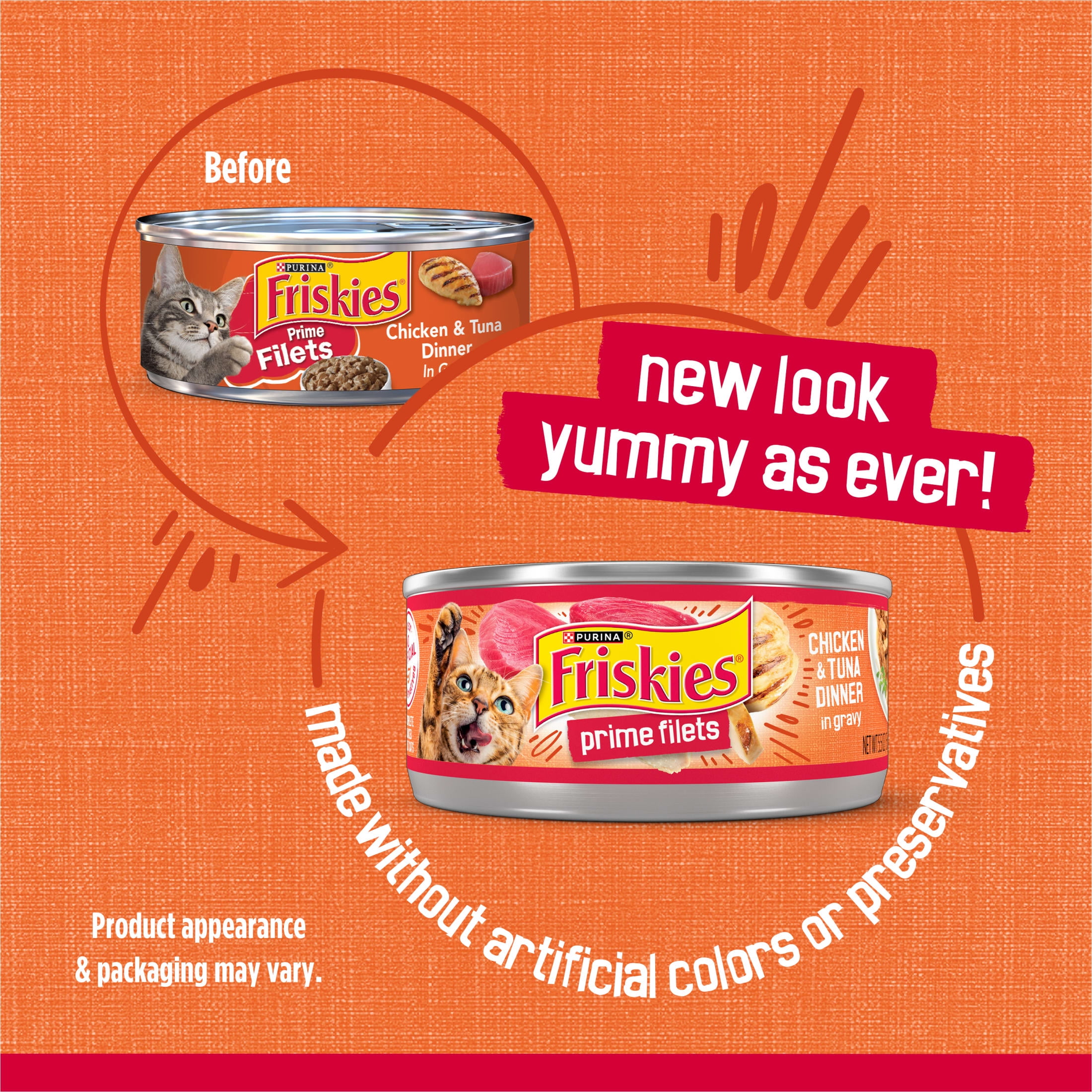Purina Friskies Prime Filets, Chicken and Tuna Dinner in Gravy, Wet Cat Food, 5.5 oz Can