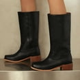 thumbnail image 4 of Women's Knee High Square Toe Block Heel Long Wide Riding Pull On Boots, 4 of 9