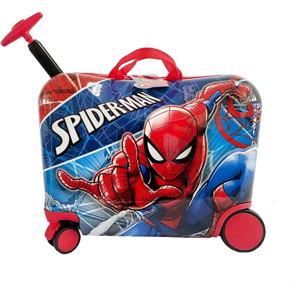 Fast Forward Spiderman Monter sur une Valise pour les Enfants, 18 '' Valise avec Siège pour les Enfants, Chariot de Valise de Voyage Enfants Légers Mignons