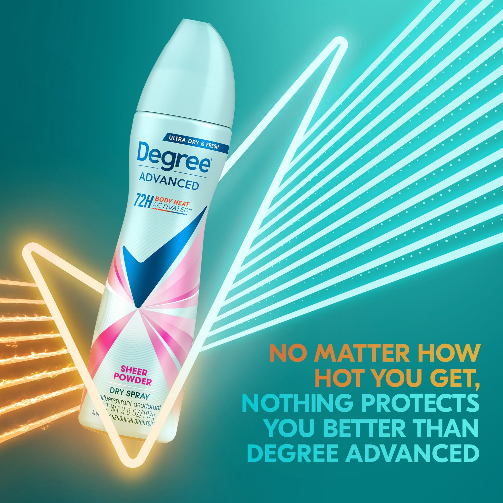 Degree Advanced Long Lasting Women's Antiperspirant Deodorant Dry Spray, Sheer Powder, 3.8 oz (2 Pack)