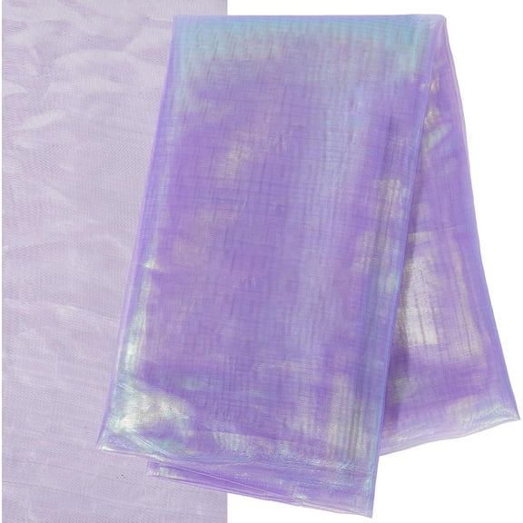 1sheet 3.3 yard Iridescent Holographic Gauze Fabric 59 Inch Width Magicrainbow Laser Gradient Organza Lace Satin Laser Cloth for Stage Costume Wedding Curtain Photo Background Home Decor Lilac