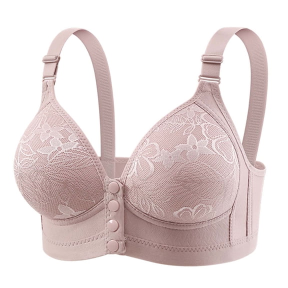Bras for Women Front Button Thin Breathable Wire Free Support Bralette Floral Print Wide Strap Style Light Breathable Fabric Ladies Underwear Everyday Lingerie