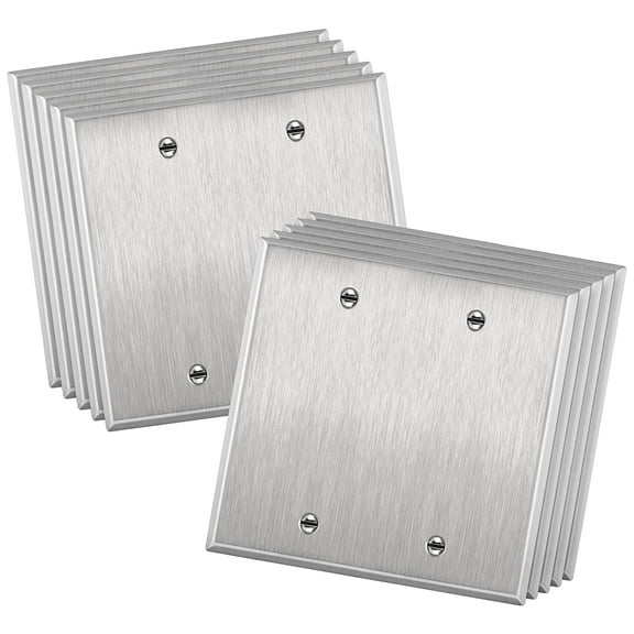 ENERLITES Blank Device Metal Wall Plate, Corrosion Resistant, Size 2-Gang 4.50" x 4.57", UL Listed, 7702-10PCS, 430 Stainless Steel, Silver (10 Pack)