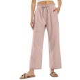 thumbnail image 2 of Delayuji Womens Linen Pant Loose Stretch Pleated High Waisted Straight Leg Pants Relaxed Fit Casual Pant Daily Wear, 2 of 6