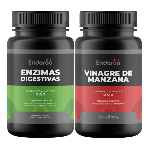 Vinagre de Manzana con Enzimas Digestivas 60 Cápsulas Endaroo | Pack 2 Frascos Sin Aditivos