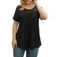 thumbnail image 2 of VERABENDI Women's Plus Size Tops Summer Short Sleeve Lady Tunic Shirts Lace Splicing Blouses,M-4XL, 2 of 6