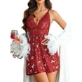 thumbnail image 3 of Avidlove Women Christmas Lingerie V-neck Lace Mesh Chemise Sleepwear Sexy Open Back Lingerie, 3 of 4