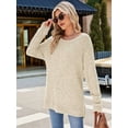 thumbnail image 4 of Womens Y2K Split Side Knit Sweater Crewneck Long Sleeve Pullover Solid Knit Side Slit Blouse Tunics  XXL, 4 of 8