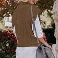 thumbnail image 6 of Utoimkio Women's Turtleneck Sweater Vest Cable Knit Sleeveless Striped Pullover Sweaters Fall Winter Loose Fit Pullover Tops for Women, 6 of 6