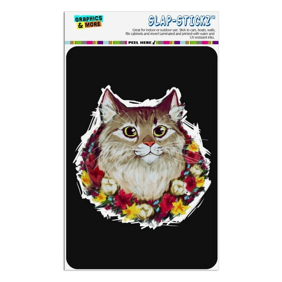 Painted Tabby Cat with Flowers Home Business Office Sign