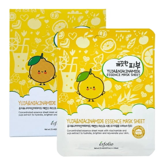 Esfolio Yuju and Niacinamide Essence Mask Sheet, 10 Sheets