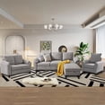 thumbnail image 3 of Pingliang Home 4 Piece Sofa Set,Sectional Sofa Couch with Storage Ottoman and Storage Pockets, L Shaped 3 Seater+Ottoman+Loveseat+Accent Chair,Living Room Furniture Set for Apartment Apt Living Room, 3 of 9