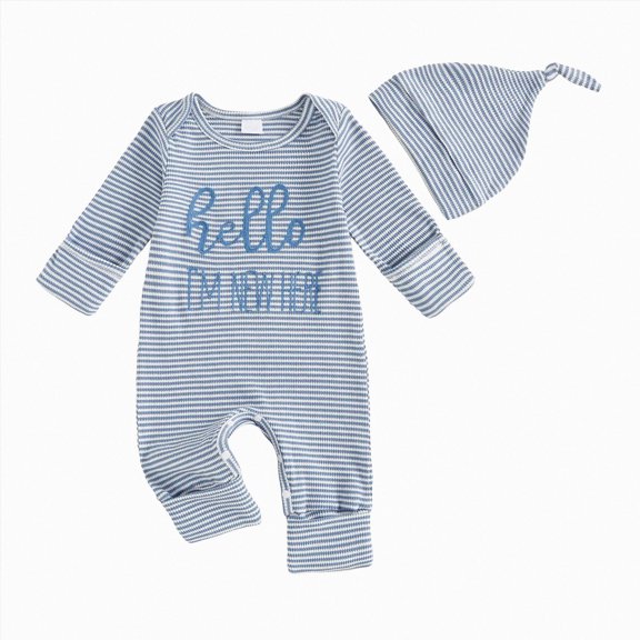 CAUYDY Infant Boy Sleepers 3-6M 9-12M 18-24M Preemie Pajamas for Girl Newborn Long Sleeved Clothes Baby Fall Winter Jumpsuit Sizes 0-3 Months,Sky Blue