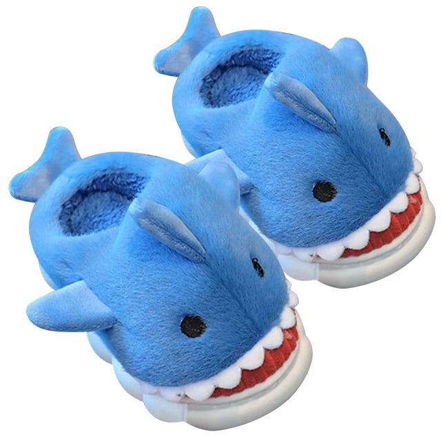 Pantuflas cálidas de tiburón pantuflas de interior peludas antideslizantes cómodas para otoño e invierno