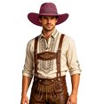 thumbnail image 3 of Shapeable Wide Brim Felt Cowboy Hat Cattleman Western Hat for Cowboys Cowgirls Classic Rodeo Country Concert Daily, 3 of 5
