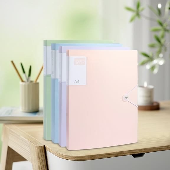 4Pcs A4 Display Books 60 Double Sided Pockets Display Book Paper Document Holder Waterproof Paper Storage Organizer Books Plastic Art Presentation Book for School Office Business 30.8x23.6cm