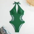 thumbnail image 5 of GZWYHT Womens Swimsuits One Piece Swimsuit Women Women Bikini Swimsuit Set With Thin Ribbon Neck Hollow Out Swimsuit Set Swimsuits for Curvy Women Bathing Suit for Women Green S, 5 of 5