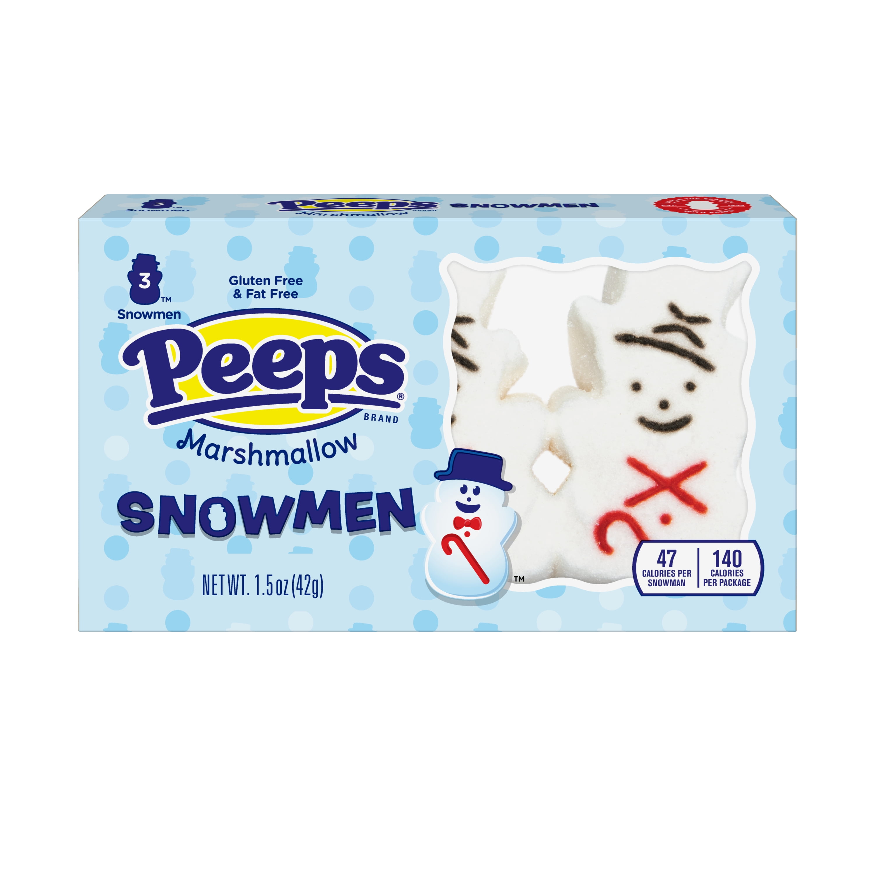 PEEPS Marshmallow Snowmen, Christmas Candy, 3ct (1.5oz)