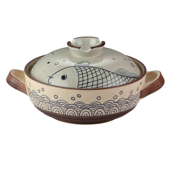 Donabe Ceramic Casserole Cocotte, Japanese Clay Pot Hot Pot, Slow Cooker, Heat Resistant Nutritious Saucepan Soup Pot