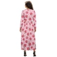 thumbnail image 2 of FKELYI Pink Strawberry Cow Print Womens Fall Dress Long Sleeve Maxi Dress for Wedding Party Casual Outdoor Cloth V Neck Soft Dresses with Pocket, 2XL, 2 of 6