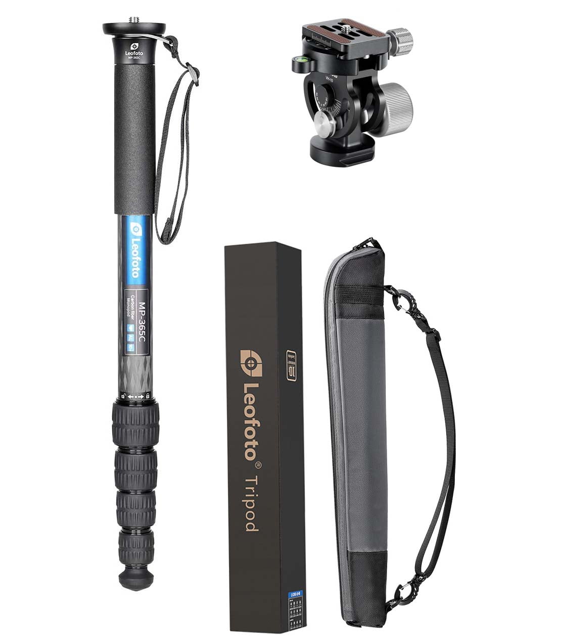 Leofoto MP Series Carbon Fiber Monopod + VH10S Two Way Tilt Head Set
