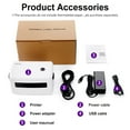 thumbnail image 2 of HOP-HQ450 Direct Thermal Label Printer with USB + Bluetooth Connectivity, Supports 37-123mm (1.5-4.8 inch) Labels, 203 DPI Resolution, 6.0 inch/Sec Speed, U Disk Included, White Color, US Plug, 2 of 6