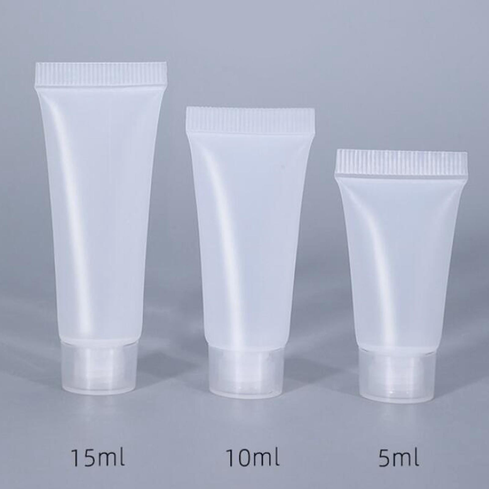 EHJRE 100Pcs Empty Bottle 5ml with Caps Refillable Portable Plastic .Container . .Shampoo Squeeze Bottle .Hand Lotion Travel - matte white